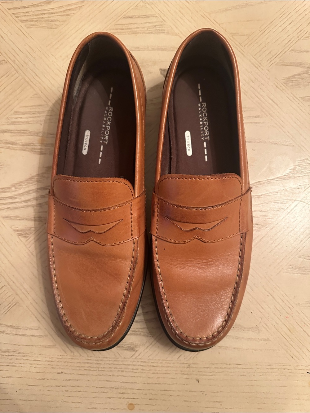 Rockport Brown Leather Penny Loafers - Slip-On Dress Casual